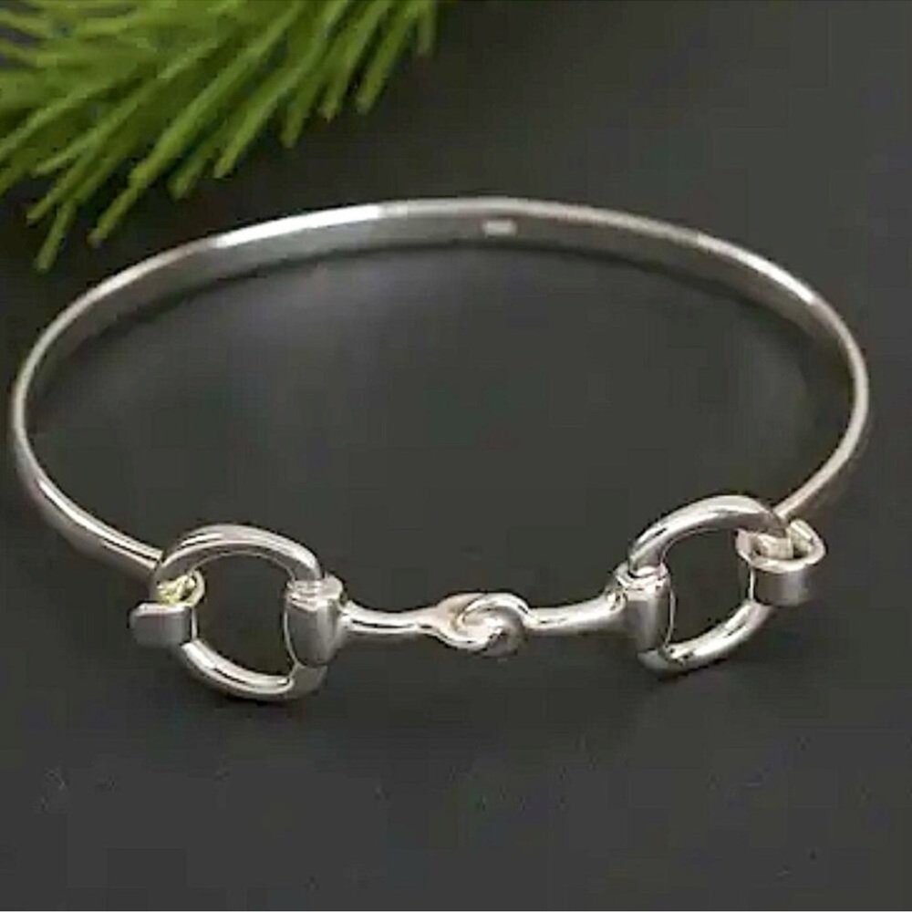 Sterling Silver HorseBit Bracelet Snaffle D Ring Bangle